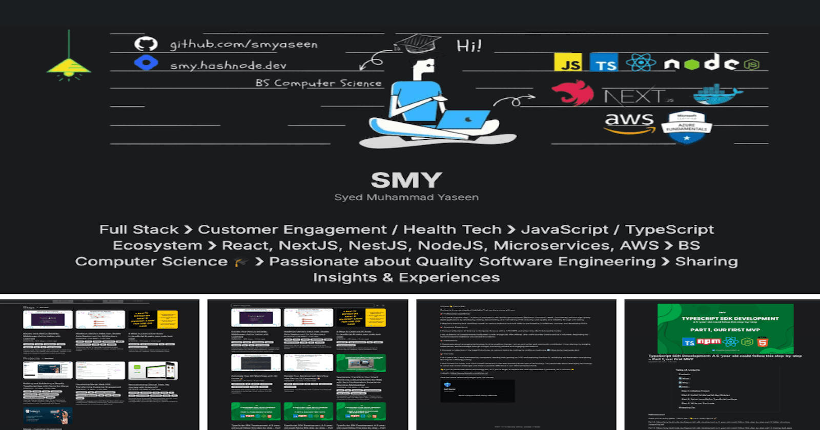 Create a modern developer portfolio using Next.js, Hashnode, Tailwind v4, and Shadcn for a dynamic, scalable, and stunning personal brand